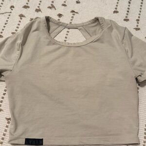 Alphalete Tan Crop Cut Out T-Shirt